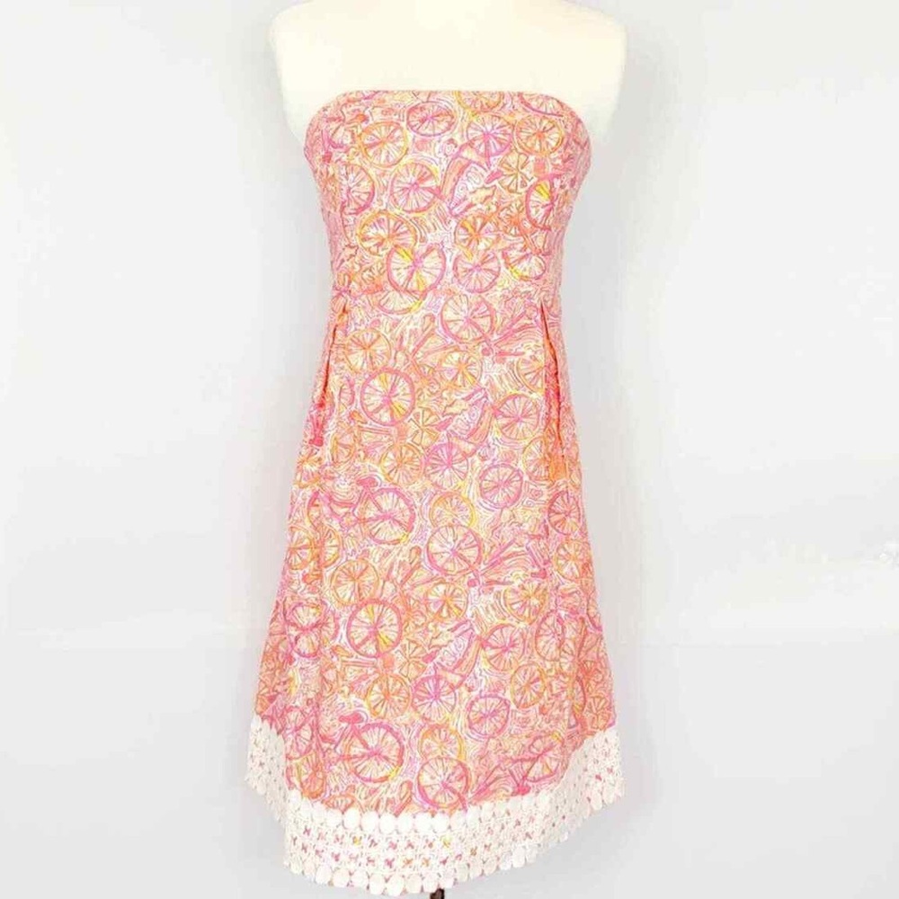Lilly Pulitzer Betsey Dress Lace Hem Hotty Pink Size 2